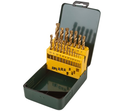 Набор сверл HSS по металлу, титановое покрытие, 19 шт. (1-10 мм), металлический бокс FIT IT Набор сверл HSS по металлу, титановое покрытие, 19 шт. (1-10 мм), металлический бокс FIT IT