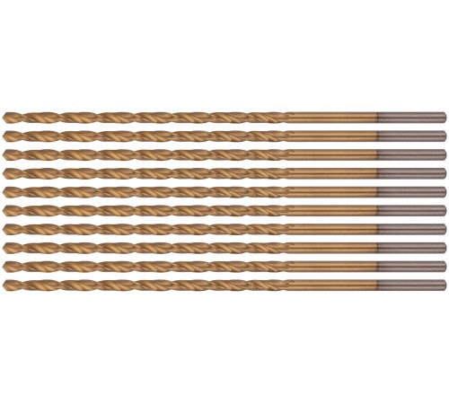 Сверла HSS по металлу, удлиненные, титановое покрытие 2,5х95 мм (10 шт.) FIT IT Сверла HSS по металлу, удлиненные, титановое покрытие 2,5х95 мм (10 шт.) FIT IT