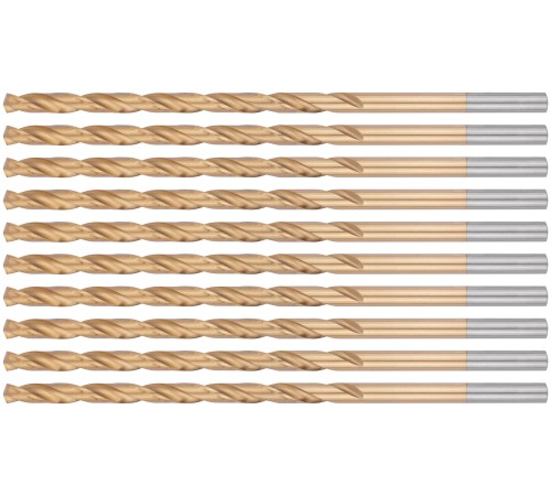 Сверла HSS по металлу, удлиненные, титановое покрытие 5,0х132 мм (10 шт.) FIT IT Сверла HSS по металлу, удлиненные, титановое покрытие 5,0х132 мм (10 шт.) FIT IT