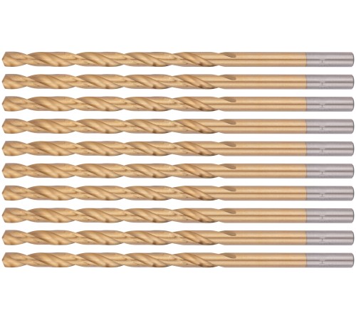Сверла HSS по металлу, удлиненные, титановое покрытие 6,0х139 мм (10 шт.) FIT IT Сверла HSS по металлу, удлиненные, титановое покрытие 6,0х139 мм (10 шт.) FIT IT