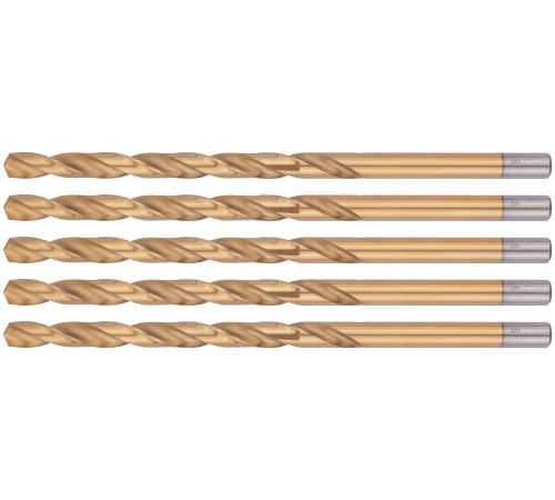 Сверла HSS по металлу, удлиненные, титановое покрытие 8,0х165 мм (5 шт.) FIT IT Сверла HSS по металлу, удлиненные, титановое покрытие 8,0х165 мм (5 шт.) FIT IT