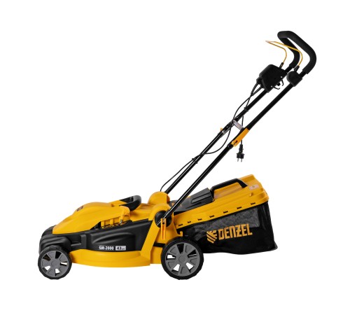 Газонокосилка электрическая GM-2000, 2000 Вт, ширина 43 см, 6 уровней, травосборник 45 л. Denzel