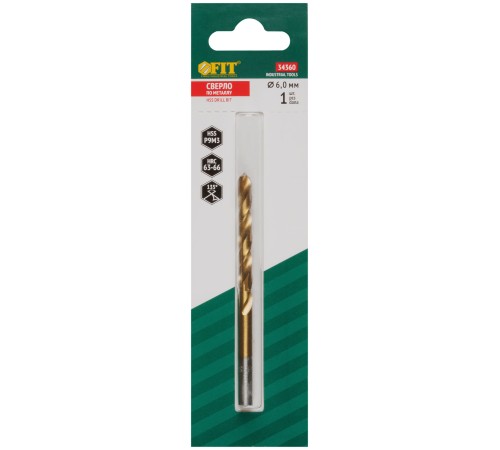 Сверло HSS по металлу, титановое покрытие, в блистере 6,0 мм (1 шт.) FIT IT