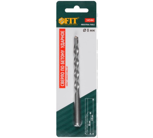 Сверло победитовое ударное, цилиндрический хвостовик (для бетона, кирпича)  8х120 мм FIT IT