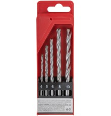 Набор сверл победитовых ударных, цилиндрический хвостовик, 5 шт. (4-5-6-8-10 мм) КУРС