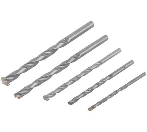 Набор сверл победитовых ударных, цилиндрический хвостовик, 5 шт. (4-5-6-8-10 мм) КУРС