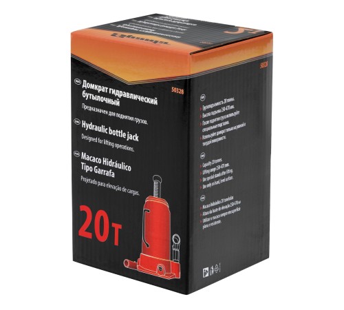 Домкрат гидравлический бутылочный, 20 т, h подъема 250-470 мм Sparta Домкрат гидравлический бутылочный, 20 т, h подъема 250-470 мм Sparta