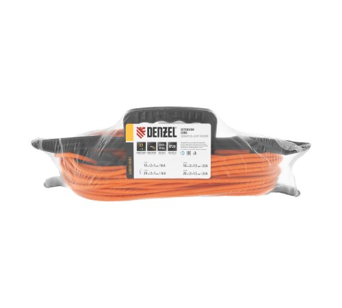 Удлинитель-шнур силовой Garden Series, б/з, ПВС, 20м, 1 розетка, 2 x 1 мм, Denzel