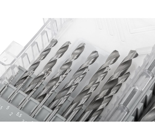 Набор сверл по металлу HSS, угол заточки 118°, пласт. кейс, 19 шт. (1-10мм, через 0,5мм) MOS