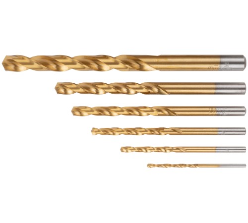 Набор сверл по металлу HSS шлифованные, титановое покрытие, угол заточки 135°, пласт. кейс, 6 шт. (2-3-4-5-6-8 мм) MOS Набор сверл по металлу HSS шлифованные, титановое покрытие, угол заточки 135°, пласт. кейс, 6 шт. (2-3-4-5-6-8 мм) MOS