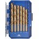 Набор сверл по металлу HSS шлифованные, титановое покрытие, угол заточки 135°, пласт. кейс, 19 шт. (1-10 мм, через 0,5 мм) MOS