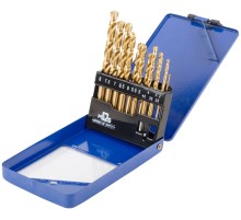 Набор сверл по металлу HSS шлифованные, титановое покрытие, угол заточки 135°, мет.бокс, 13 шт. (2-2,5-3-3,5-4-4,5-5-5,5-6-6,5-7-7,5-8 мм) MOS