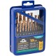 Набор сверл по металлу HSS шлифованные, титановое покрытие, угол заточки 135°,  мет.бокс,19 шт. (1-10 мм через 0,5 мм) MOS