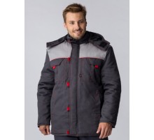 Куртка зимняя Фаворит (тк.Смесовая,240), т.серый/св.серый/красный