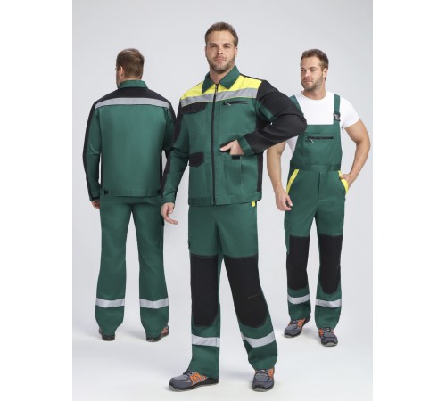 Костюм ProfLineBase-2 (тк.Твил,210) п/к, зеленый/черный/желтый