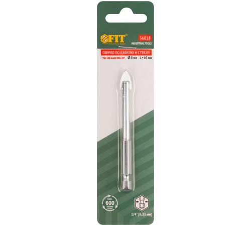 Сверло по кафелю, шестигранный U-хвостовик под биту  8 мм FIT IT