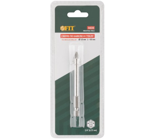 Сверло по кафелю, шестигранный U-хвостовик под биту 10 мм FIT IT