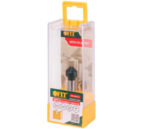 Фреза пазовая V-образная DxHxL=12х12х47,7 мм FIT IT Фреза пазовая V-образная DxHxL=12х12х47,7 мм FIT IT