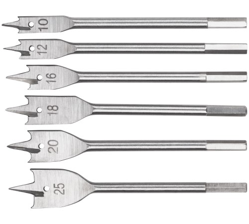 Свёрла по дереву перовые набор, 6 шт. (10-12-16-18-20-25 мм) FIT IT Свёрла по дереву перовые набор, 6 шт. (10-12-16-18-20-25 мм) FIT IT