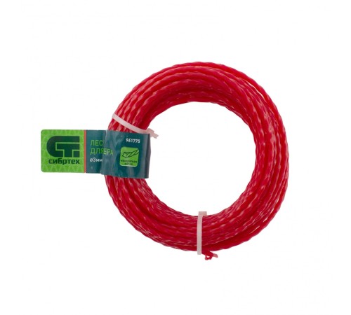 Леска для триммера квадратная витая, 3.0 мм х 10 м, Сибртех
