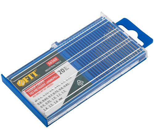 Сверла по металлу HSS полированные "микро" набор 20 шт. (0,3-1,6 мм) FIT IT