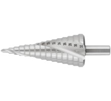 Сверло ступенчатое HSS по металлу, спиральный профиль, 15 ступеней, 4-32 мм КУРС