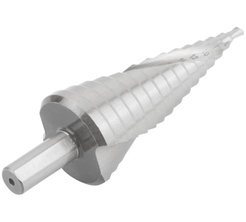 Сверло ступенчатое HSS по металлу, спиральный профиль, 15 ступеней, 4-32 мм КУРС Сверло ступенчатое HSS по металлу, спиральный профиль, 15 ступеней, 4-32 мм КУРС