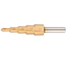 Сверло ступенчатое HSS по металлу, 5 ступеней, 4-12 мм MOS