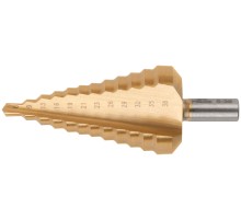 Сверло ступенчатое HSS по металлу, 12 ступеней 6-9-13-16-19-21-23-26-29-32-35-38 мм MOS Сверло ступенчатое HSS по металлу, 12 ступеней 6-9-13-16-19-21-23-26-29-32-35-38 мм MOS