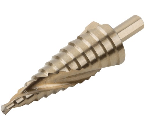 Сверло ступенчатое HSS Co5% ( Р6М5К5 ) по металлу, спиральный профиль, 13 ступеней, 6-30 мм FIT HQ Сверло ступенчатое HSS Co5% ( Р6М5К5 ) по металлу, спиральный профиль, 13 ступеней, 6-30 мм FIT HQ