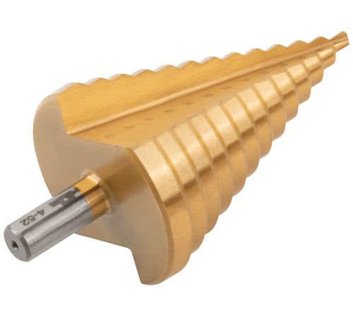 Сверло ступенчатое HSS по металлу, 13 ступеней 4-8-12-16-20-24-28-32-36-40-44-48-52 мм MOS Сверло ступенчатое HSS по металлу, 13 ступеней 4-8-12-16-20-24-28-32-36-40-44-48-52 мм MOS