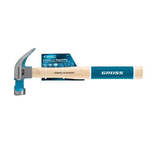 Молоток-гвоздодер, 450 г, угол 45, магнит, обрезиненная рукоятка American hickory GROSS Молоток-гвоздодер, 450 г, угол 45, магнит, обрезиненная рукоятка American hickory GROSS