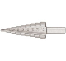 Сверло ступенчатое HSS по металлу, 9 ступеней, 4-20 мм КУРС