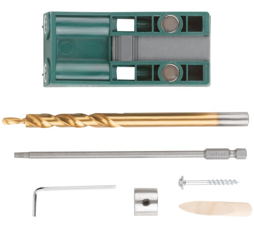 Кондуктор для глухих отверстий с ограничителем глубины двойной, пластиковый кейс FIT IT