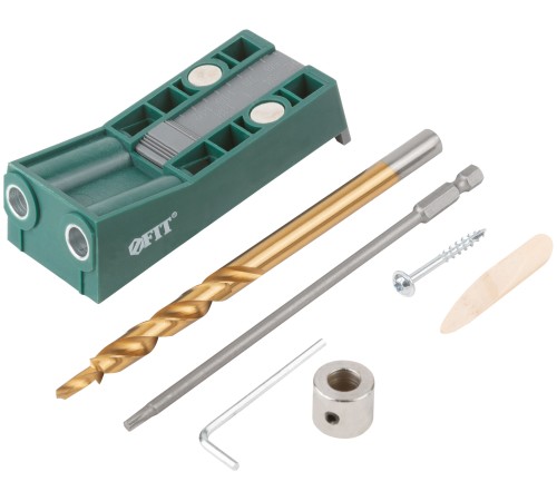 Кондуктор для глухих отверстий с ограничителем глубины двойной, пластиковый кейс FIT IT