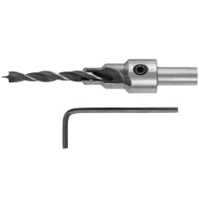 Сверло с зенкером для мебельных стяжек 5 мм/зенкер 9,5 мм (для стяжки 7х50) FIT IT Сверло с зенкером для мебельных стяжек 5 мм/зенкер 9,5 мм (для стяжки 7х50) FIT IT