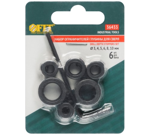 Стопперы для сверел, набор 6 шт. (3, 4, 5, 6, 8, 10 мм) FIT IT Стопперы для сверел, набор 6 шт. (3, 4, 5, 6, 8, 10 мм) FIT IT
