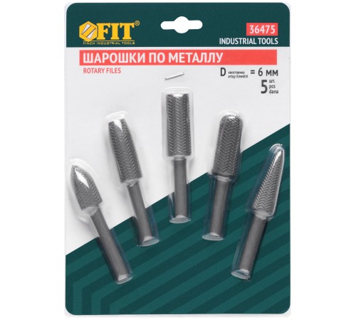 Шарошки стальные по металлу, 5 шт. FIT IT Шарошки стальные по металлу, 5 шт. FIT IT