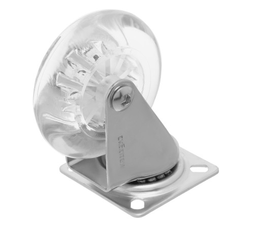 Колесо ПУ прозрачное поворотное d-75 мм, крепление платформенное Сибртех