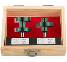 Фрезы по дереву пазо-шиповые, набор 2 шт., деревянный бокс, DxH=38,1х28/30,1 мм FIT IT