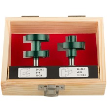 Фрезы по дереву пазо-шиповые, набор 2 шт., деревянный бокс, DxH=38,1х28/30,1 мм FIT IT Фрезы по дереву пазо-шиповые, набор 2 шт., деревянный бокс, DxH=38,1х28/30,1 мм FIT IT