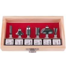 Фрезы по дереву кромочные, набор 6 шт., деревянный бокс, хвостовик 8 мм FIT IT Фрезы по дереву кромочные, набор 6 шт., деревянный бокс, хвостовик 8 мм FIT IT