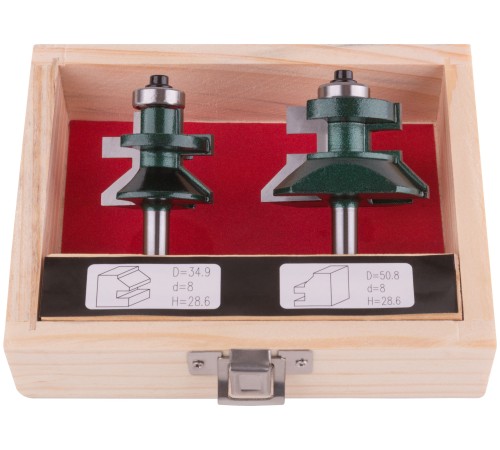 Фрезы по дереву для вагонки, набор 2 шт., деревянный бокс, DxH=50,8/34,9х28,6 мм FIT IT Фрезы по дереву для вагонки, набор 2 шт., деревянный бокс, DxH=50,8/34,9х28,6 мм FIT IT