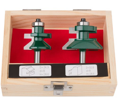 Фрезы по дереву для вагонки, набор 2 шт., деревянный бокс, DxH=50,8/34,9х28,6 мм FIT IT Фрезы по дереву для вагонки, набор 2 шт., деревянный бокс, DxH=50,8/34,9х28,6 мм FIT IT