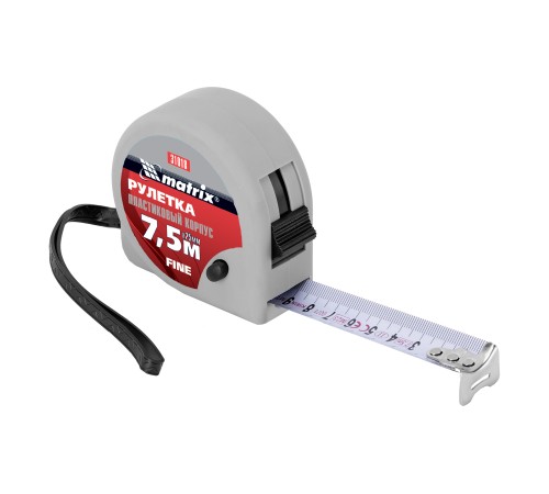 Рулетка Fine,7,5 м х 25 мм,пластиковый корпус Matrix