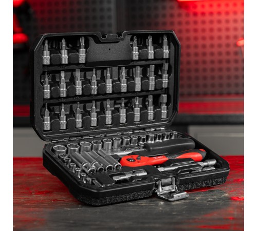 Набор инструментов 56 предметов, CrV, 1/4" MTX