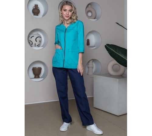 Костюм женский Спринт (тк.ТиСи), бирюзовый/т.синий
