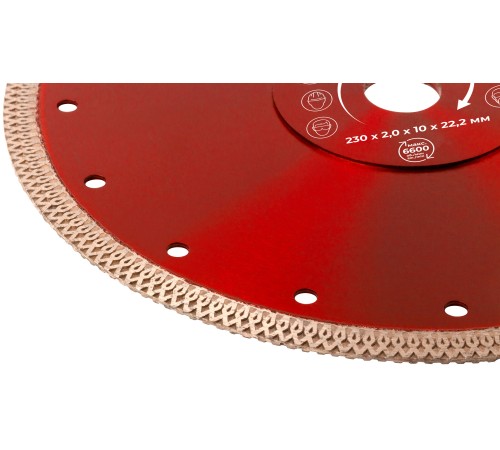 Диск отрезной алмазный универсальный, тонкий рез (сухая и влажная резка)  230х2,0х10х22,2 мм КУРС