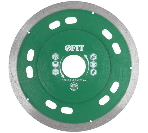 Диск отрезной алмазный сплошной (сухая и влажная резка), для кафеля и керамогранита, 125х1,1х8,0х22,2 мм FIT IT