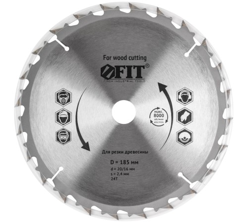Диск пильный для циркулярных пил по дереву, спец. форма зуба 185 х 20/16 х 24Т FIT IT